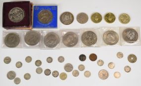 A collection of Victorian and other silver coins to include an 1890 double florin together with some