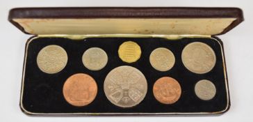1953 Queen Elizabeth II Coronation specimen set (replacement 6d), in original fitted case