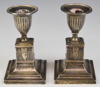 Pair of Victorian hallmarked silver candlesticks of neoclassical design, Sheffield 1890, maker