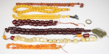 Baltic amber necklace (20.8g), cherry amber worry beads, mother of pearl beads etc