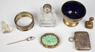 Silver and collectables including Victorian hallmarked silver vesta, Birmingham 1891, maker Minshull