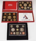 Three Royal Mint proof coin sets comprising 2008, 2007 and 2001, all in original boxes with