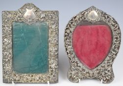 Two Victorian hallmarked silver photograph frames, one formed as a heart, Birmingham 1898, maker