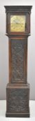W Charles, Chepstow, Wales, 30 hour longcase clock with brass dial and carved oak case, width of