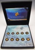 Ocean's Ten 10 most famous sea animals set of ten miniature gold coins, each 24ct 0.5g, in case with