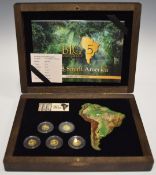 Big 5 South America set of five miniature gold coins depicting animals, each 24ct 0.5g, in case with