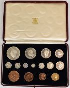 1937 George V cased specimen set of 15 coins including Maundy examples
