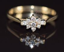 A 9ct gold ring set with diamonds, 1.7g, size N