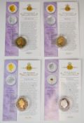 Royal Mint Golden Jubilee Collection Queen Elizabeth II commemorative silver crowns with 22ct gold