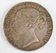 1845 Queen Victoria young head, wreath and shield reverse crown, star stops to edge, VF