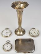 Art Deco hallmarked silver cigarette case with gilt interior, Birmingham 1935, maker S M Levi Ltd,