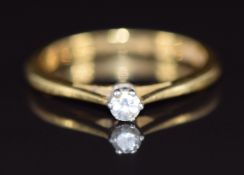An 18ct gold ring set with a diamond of approximately 0.1ct, 2.9g, size L