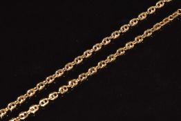 A 9ct gold necklace made up of mariners links, 7.4g, 38cm long
