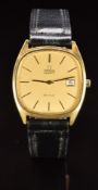 Omega De Ville gentleman's wristwatch with date aperture, two-tone hands and baton hour markers,