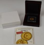 1929 George V full gold sovereign, Perth Mint mark, slabbed and in case with certificate