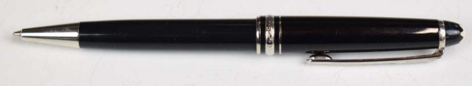 Montblanc Meisterstuck Pix Classique ballpoint pen with black resin body and plated fittings.
