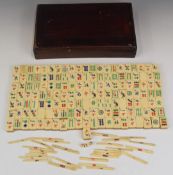 Chinese Mah Jong set with bamboo and bone counters, 160 pieces