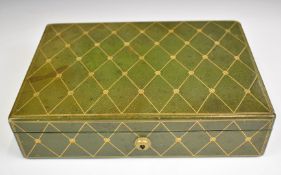 A tooled green leather jewellery box with gilt decoration by J.C.Vickery, Regent Street, London