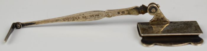 Asprey & Co Ltd early 20th century hallmarked silver page holder or marker, London, date letter