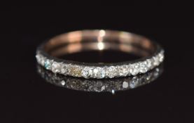 Georgian / Victorian half eternity ring set with old cut diamonds (one diamond missing), 1.2g,