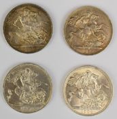 Four Queen Victoria veiled head crowns 1893, 1894, 1898 and 1900, all NEF