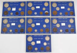Edward VII Great Britain year type coin sets in perspex cases comprising seven complete sets 1903,
