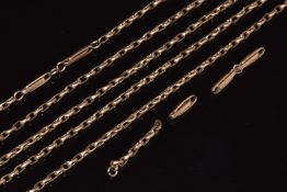 Two sections of Victorian 9ct rose gold guard chain, 21.5g, 66cm & 56cm