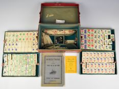 Chinese early 20thC Mah Jong set with bone and bamboo counters in original case, with Thomas La