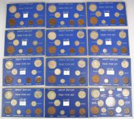 George V Great Britain year type coin sets in perspex cases, comprising complete sets from 1911