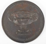 A cased bronze 'Warwick Vase' commemorative medal coin, with explanatory page from the Birmingham