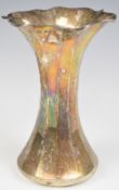 Art Nouveau hallmarked silver vase of faceted waisted form, Sheffield 1904, maker Thomas