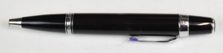 Montblanc Bohème ballpoint pen with amethyst set clip, black resin body and plated fittings