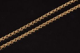 A 9ct gold necklace made up of circular links, 16.2g, 38cm long