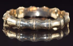 A 9ct gold bamboo bangle by L & Co, 17.6g, 6 x 5.3cm