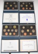 Four Royal Mint proof coin sets comprising 1987, 1988, 1989 and 1990, all cased with certificates