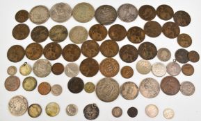 A collection of largely UK coinage to include 1553-54 Queen Mary silver groat (pierced), 1657