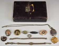 Victorian silver locket and brooch, Victorian 9ct gold brooch set with a diamond, Victorian 'In