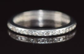 Art Deco platinum eternity ring set with diamonds, 2.9g, size M
