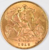 1918 George V gold half sovereign