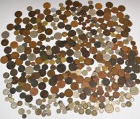 Collection of coinage, Georgian onwards including ½ Guinea token, imitation sovereign, approximately