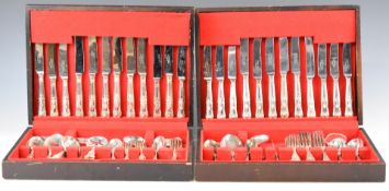 Two canteens of King's pattern silver plated cutlery, width 39cm