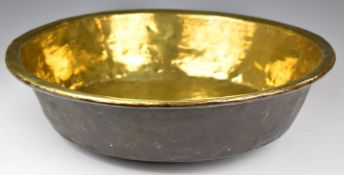 19thC large brass bowl, diameter 50 x  height 15cm