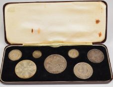 1887 Queen Victoria Jubilee specimen coin set, in fitted case
