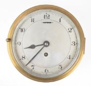 Smiths or similar ship's bulkhead clock with silver coloured dial, Arabic numerals and brass