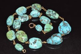 A c1920 turquoise necklace, 60g, 45cm long