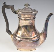 George V hallmarked silver coffee pot with ebonised handle, Sheffield 1924, maker William Hutton &