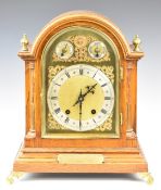 Winterhalder & Hofmeier oak cased bracket clock with silvered chapter ring and slow fast and chime