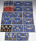 Elizabeth II sixteen Great Britain year type coin sets in perspex cases comprising 1953 to 1959,