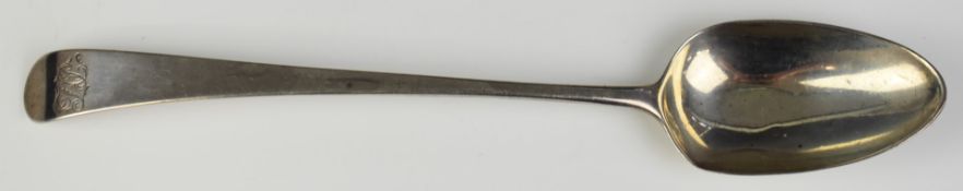 Georgian hallmarked silver Old English pattern basting spoon, London 1786, maker Stephen Adams II,