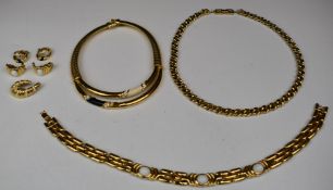 Two matching sets of Givenchy jewellery comprising necklace and earrings, a curb link Givenchy